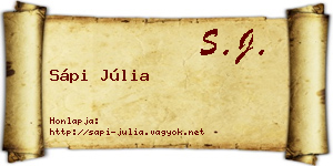 Sápi Júlia névjegykártya